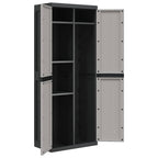 Armario de almacenaje exterior PP gris y negro 65x37x165 cm