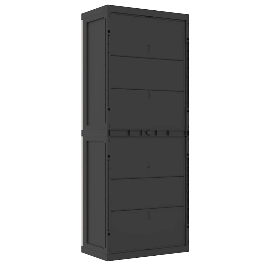 Armario de almacenaje exterior PP gris y negro 65x37x165 cm