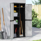 Armario de almacenaje exterior PP gris y negro 65x37x165 cm