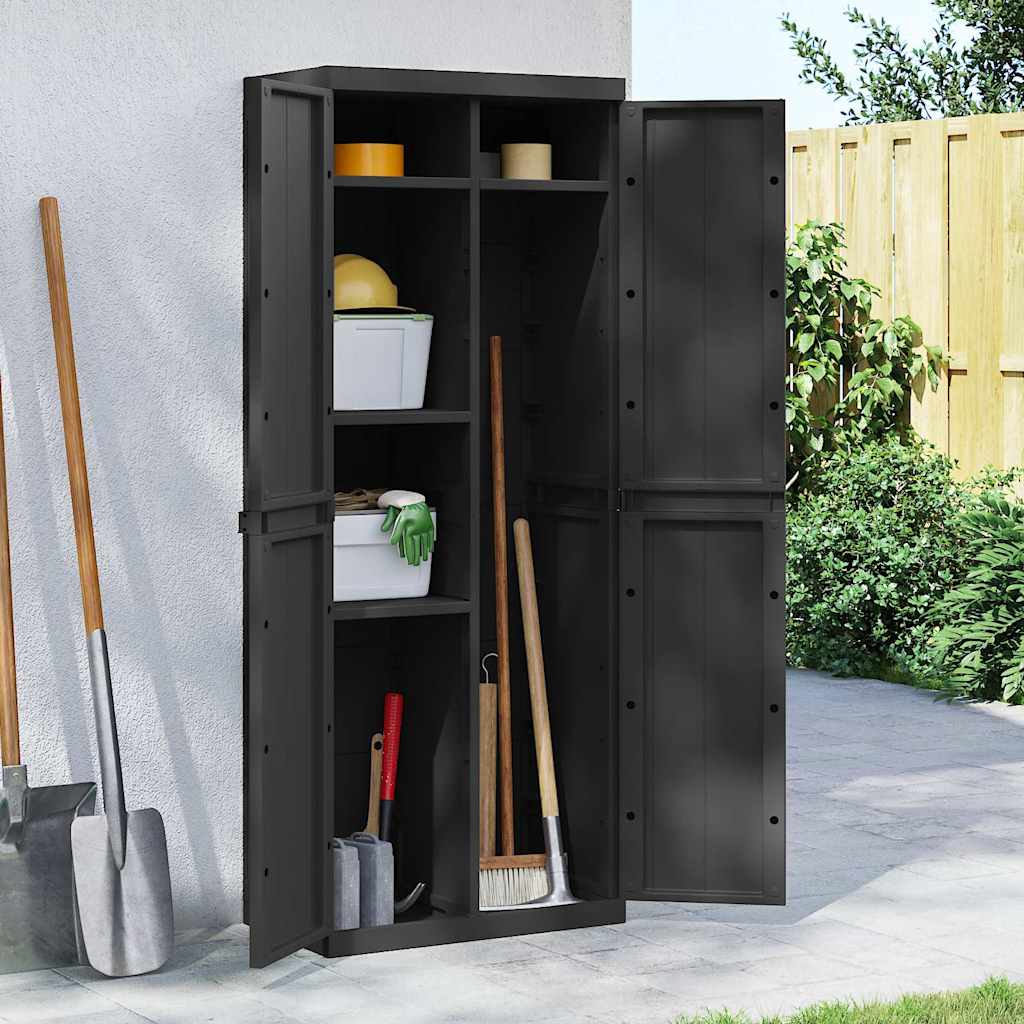 Armario de almacenaje exterior PP negro 65x37x165 cm
