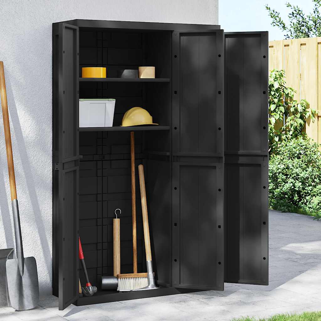 Armario de almacenaje exterior PP negro 97x37x165 cm
