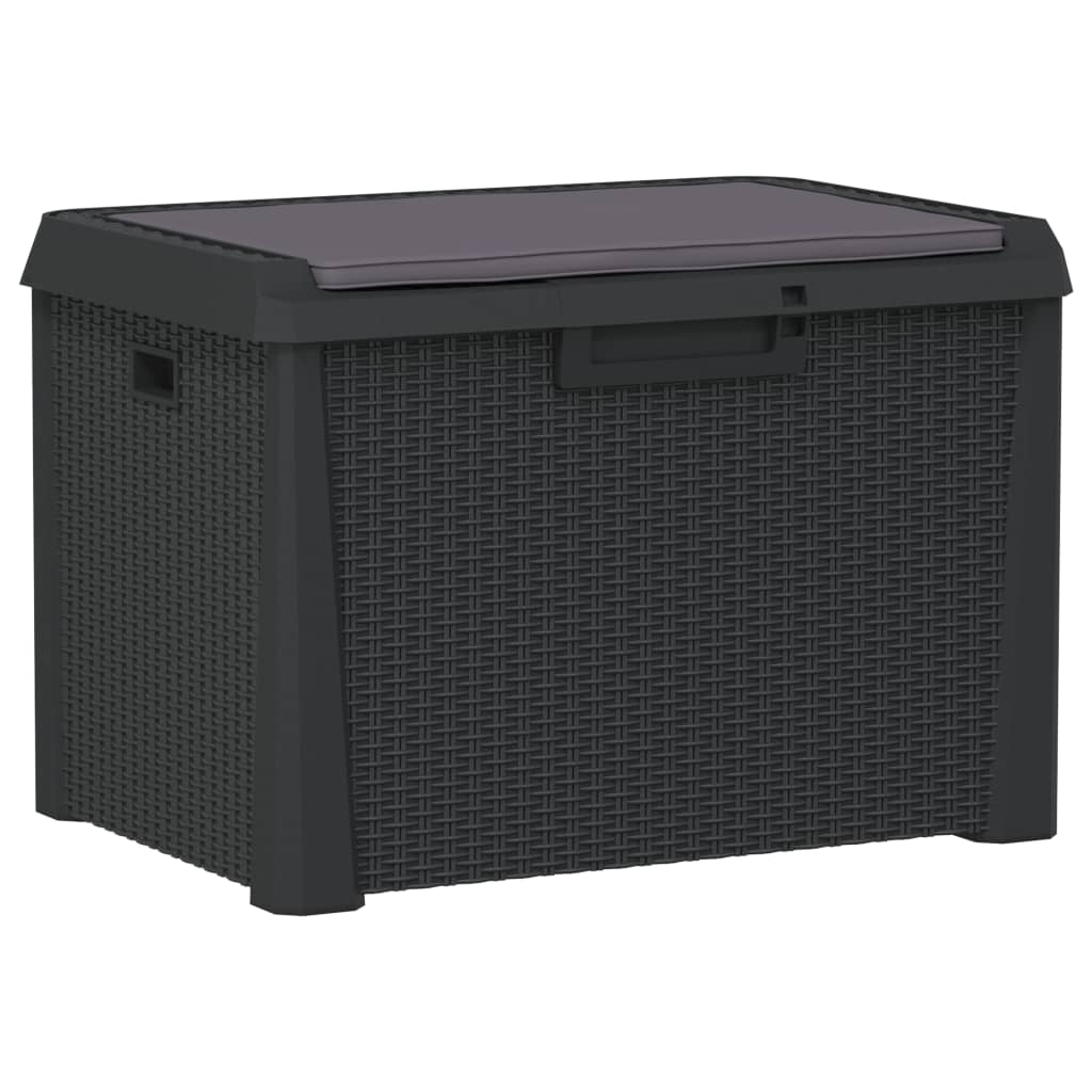 Baú de arrumação de jardim com almofada de assento PP antracite 125 L
