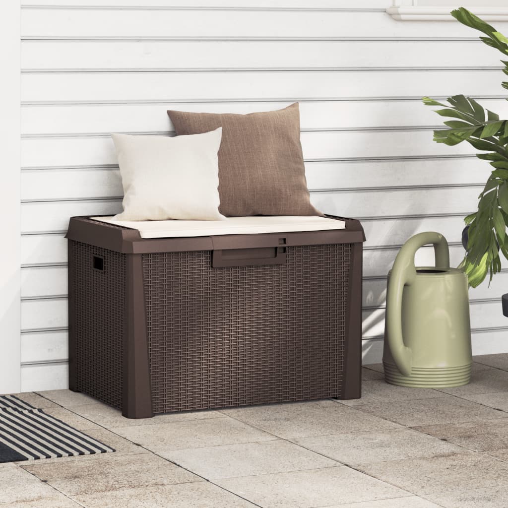 Baú de arrumação de jardim com almofada de assento PP antracite 125 L