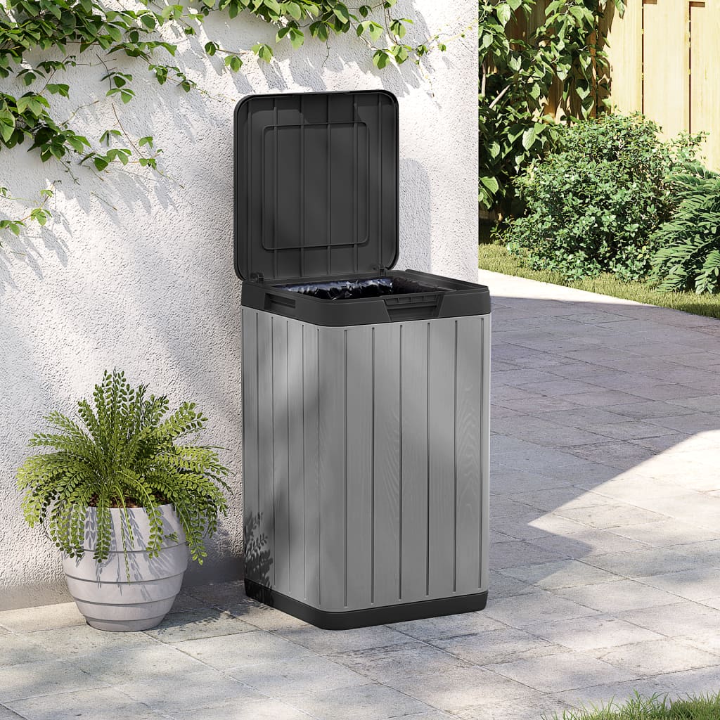 Cubo de basura de exterior PP gris 38x38x65 cm