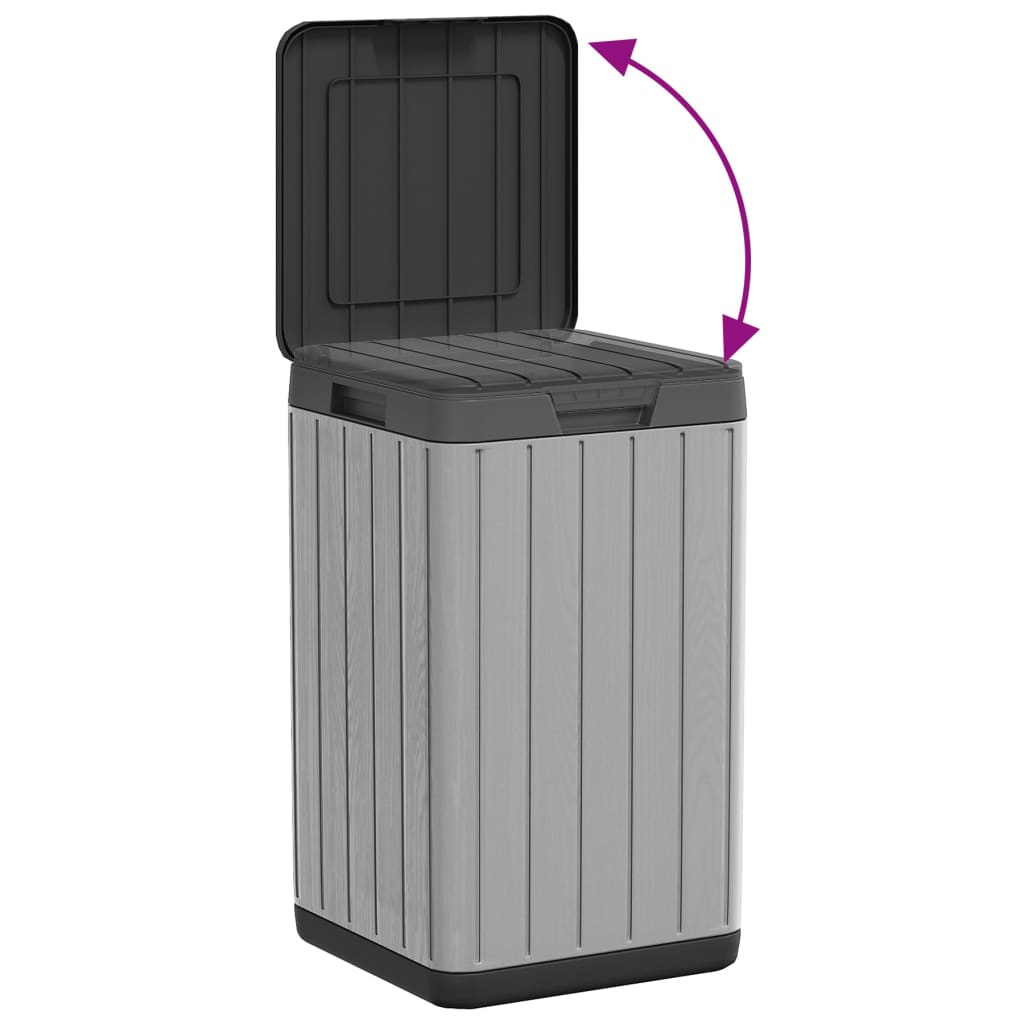 Cubo de basura de exterior PP gris 38x38x65 cm
