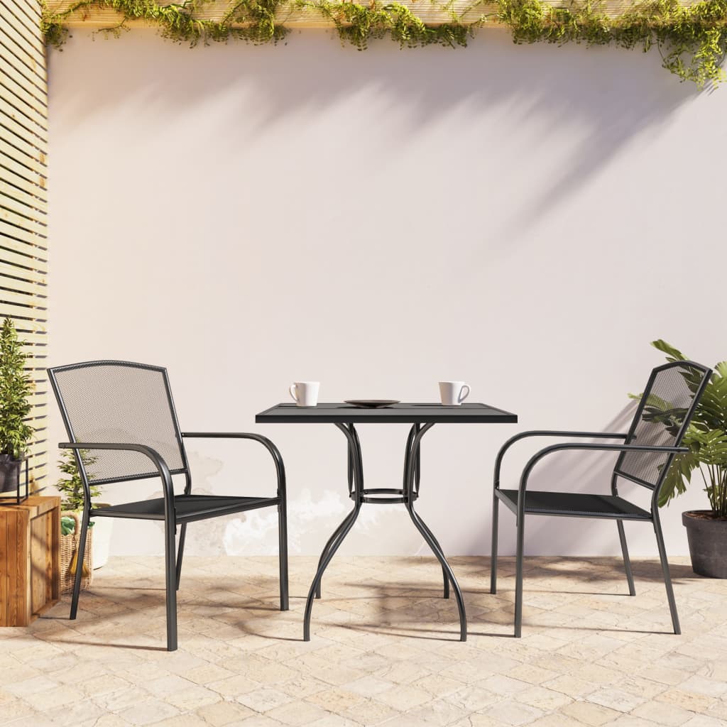 Conjunto de jantar de jardim 11 peças aço cinzento antracite