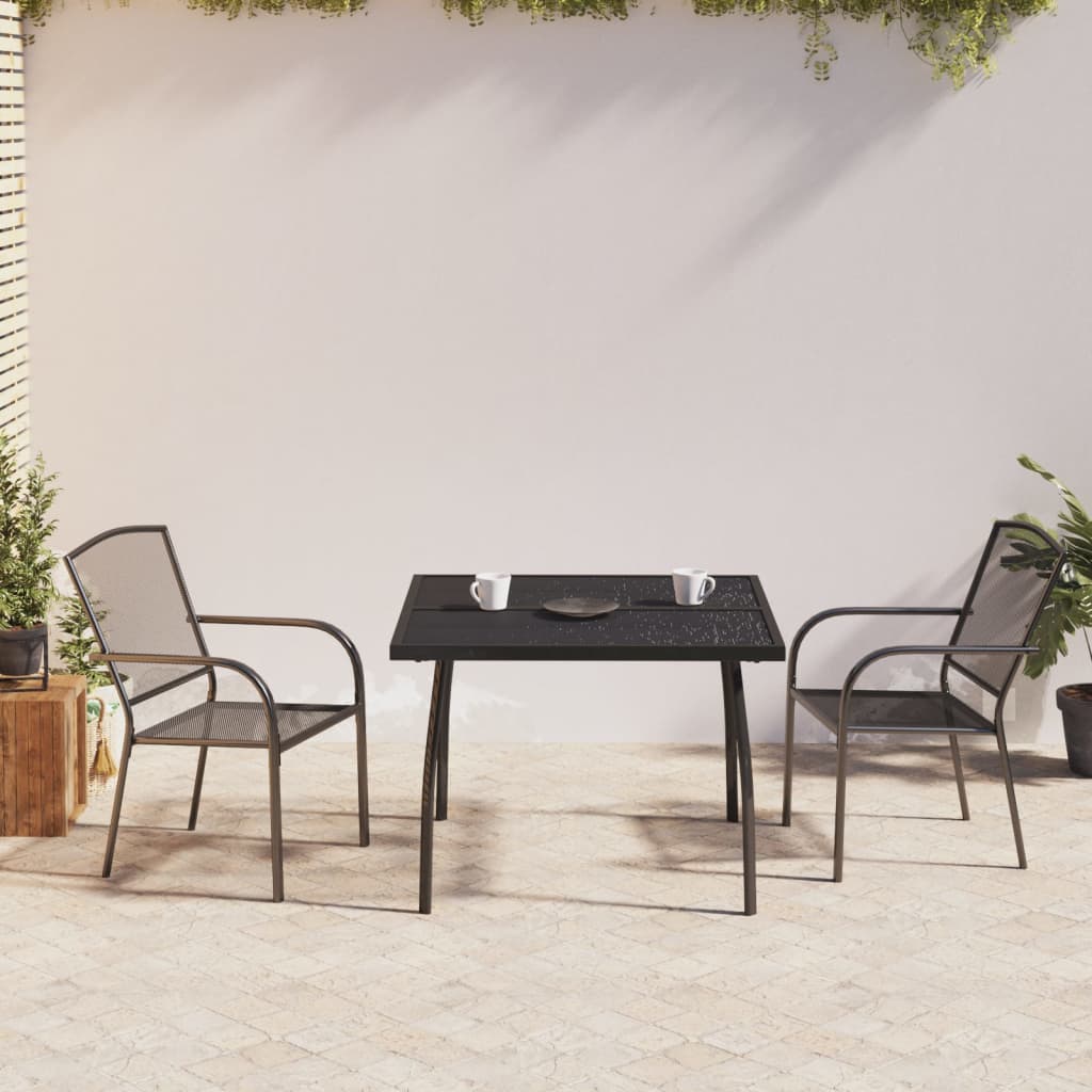 Conjunto de jantar de jardim 11 peças aço cinzento antracite