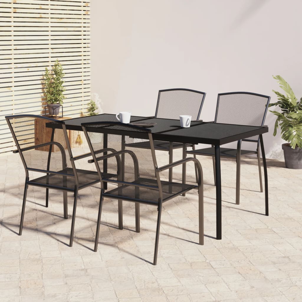 Conjunto de jantar de jardim 11 peças aço cinzento antracite