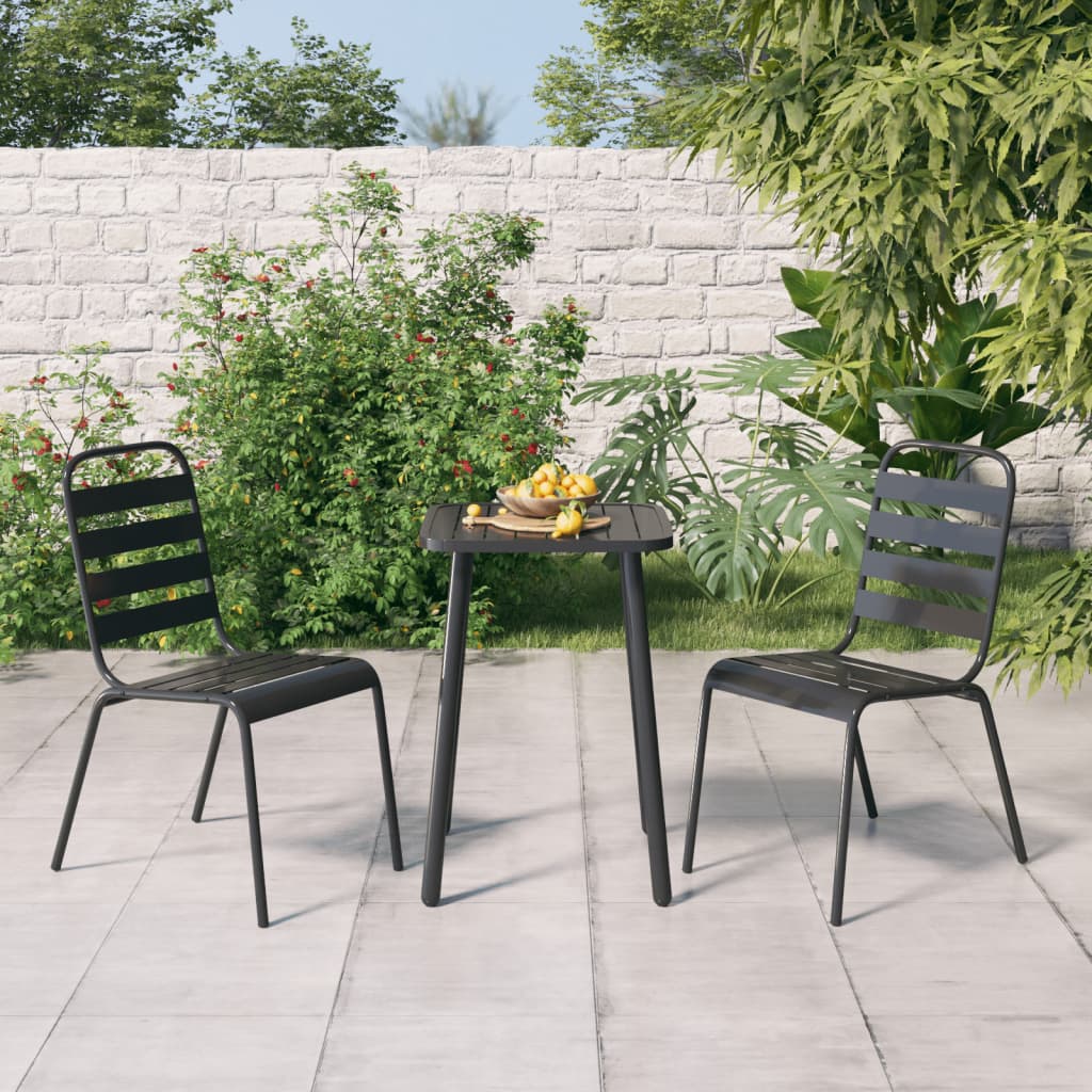 Conjunto de jantar de jardim 11 peças aço cinzento antracite