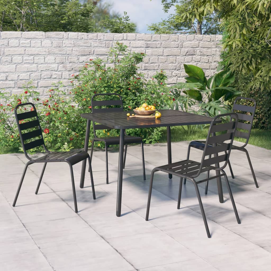 Conjunto de jantar de jardim 11 peças aço cinzento antracite