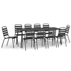 Juego de comedor de jardín 11 piezas acero gris antracita