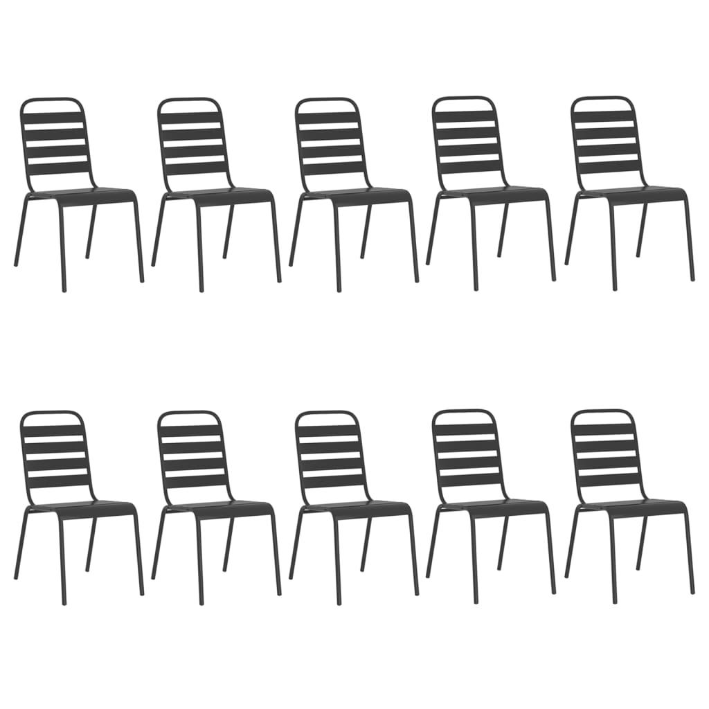 Juego de comedor de jardín 11 piezas acero gris antracita
