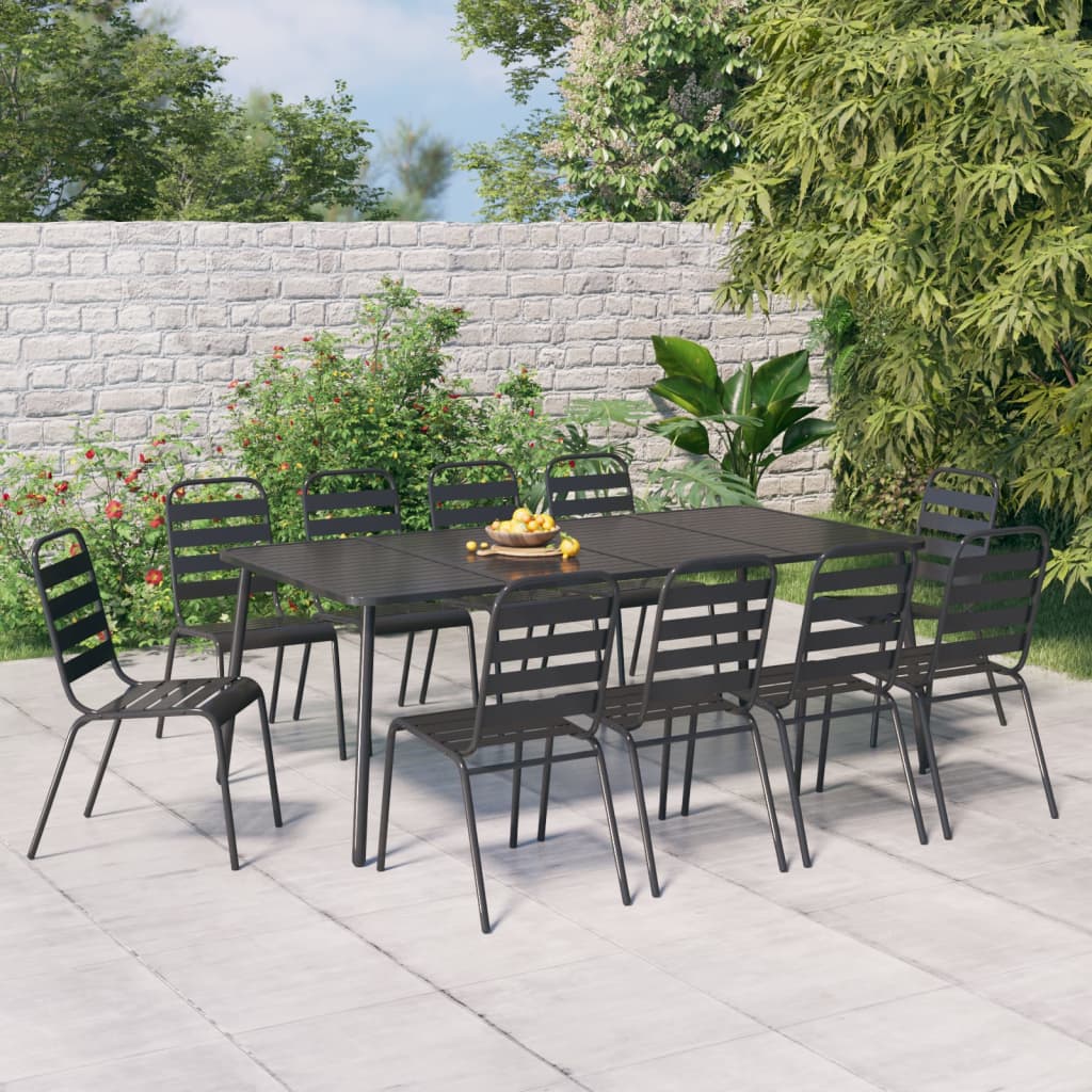 Juego de comedor de jardín 11 piezas acero gris antracita