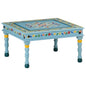 Mesa de centro em madeira maciça de mangueira azul pintada à mão