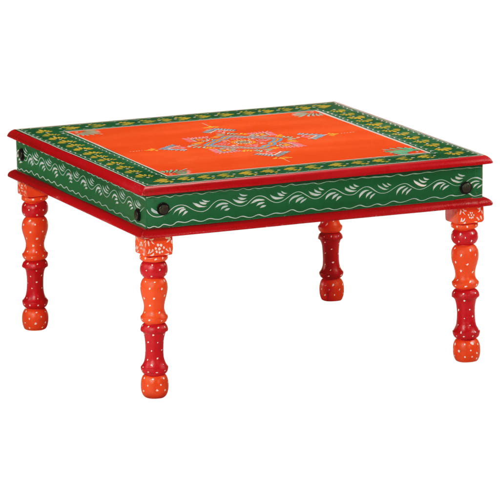 Hand-painted solid blue mango wood coffee table