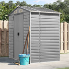 Caseta de jardín acero galvanizado marrón claro 191x130x198 cm