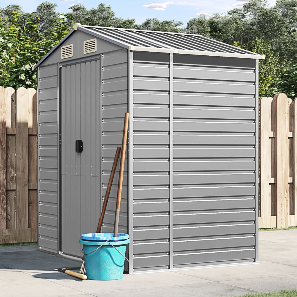 Caseta de jardín acero galvanizado marrón claro 191x130x198 cm