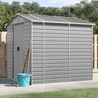 Caseta de jardín antracita 192x152,5x237 cm acero galvanizado
