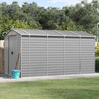 Caseta de jardín antracita 192x152,5x237 cm acero galvanizado