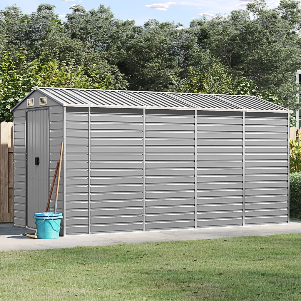 Caseta de jardín antracita 192x152,5x237 cm acero galvanizado
