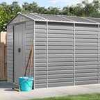 Caseta de jardín antracita 192x152,5x237 cm acero galvanizado