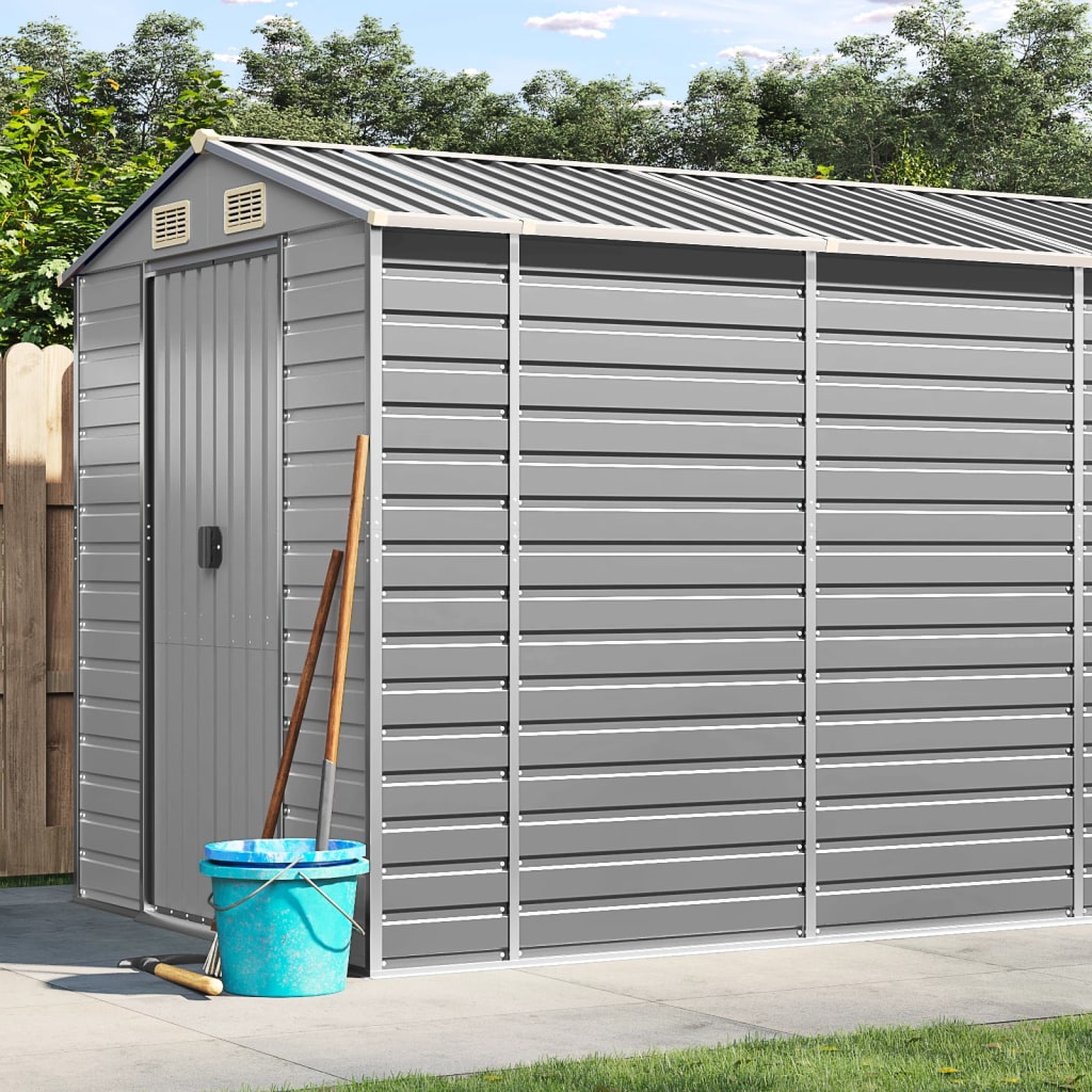 Caseta de jardín antracita 192x152,5x237 cm acero galvanizado