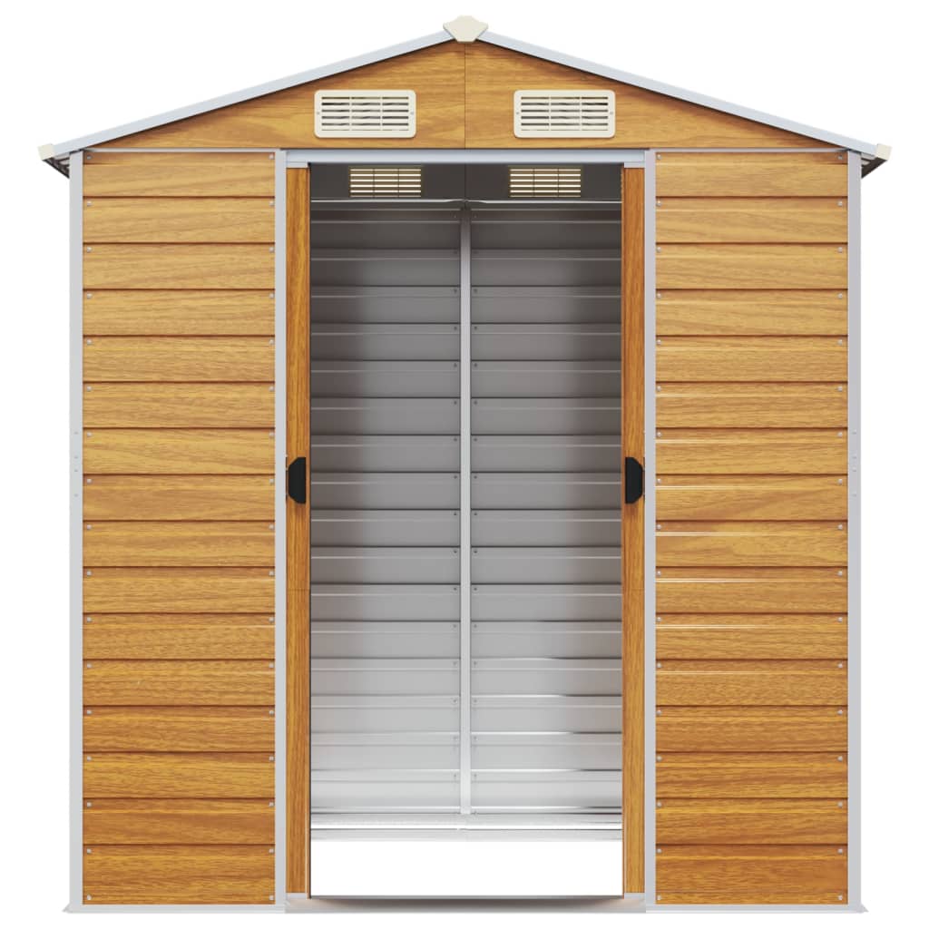 Caseta de jardín acero galvanizado marrón claro 191x130x198 cm