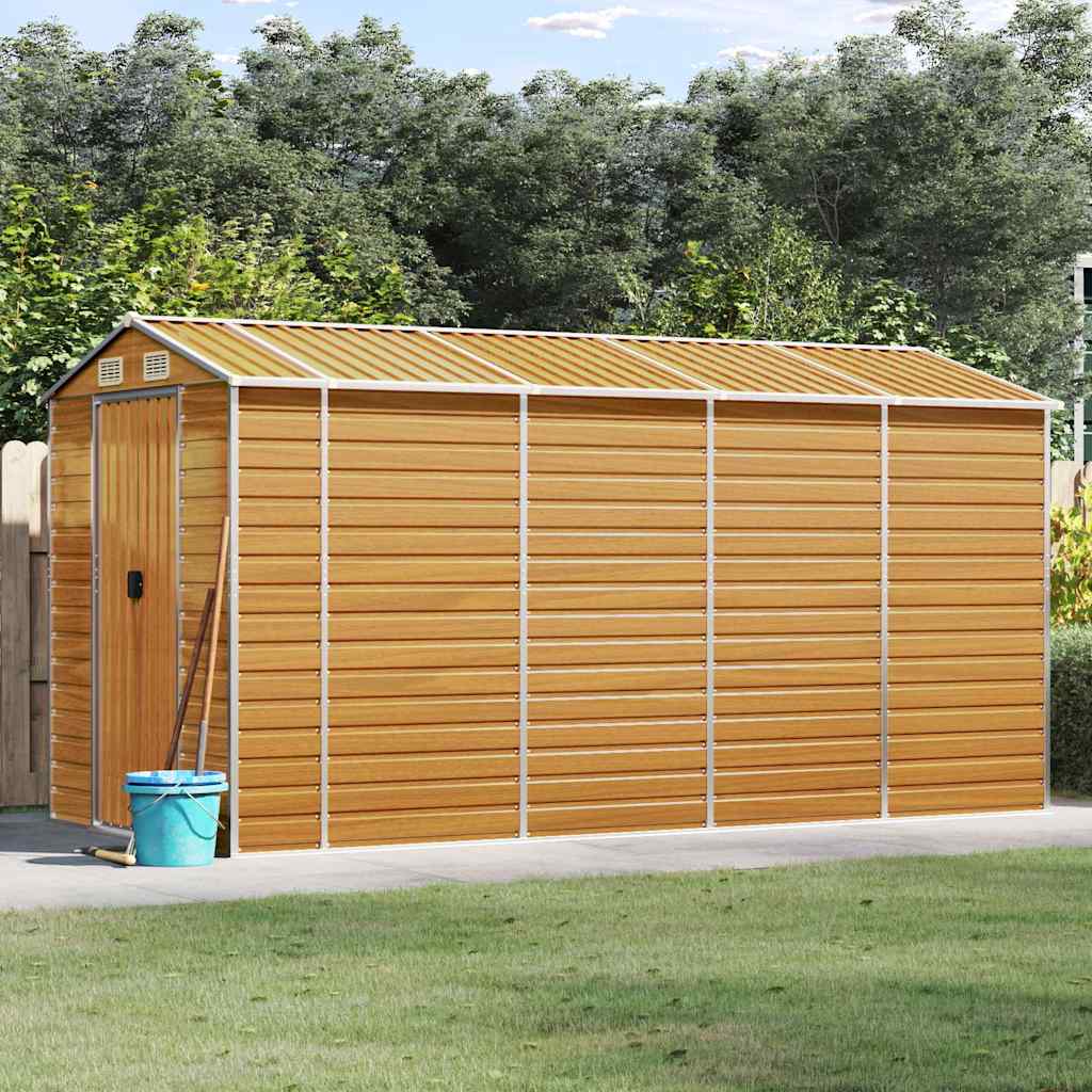 Caseta de jardín acero galvanizado marrón claro 191x130x198 cm