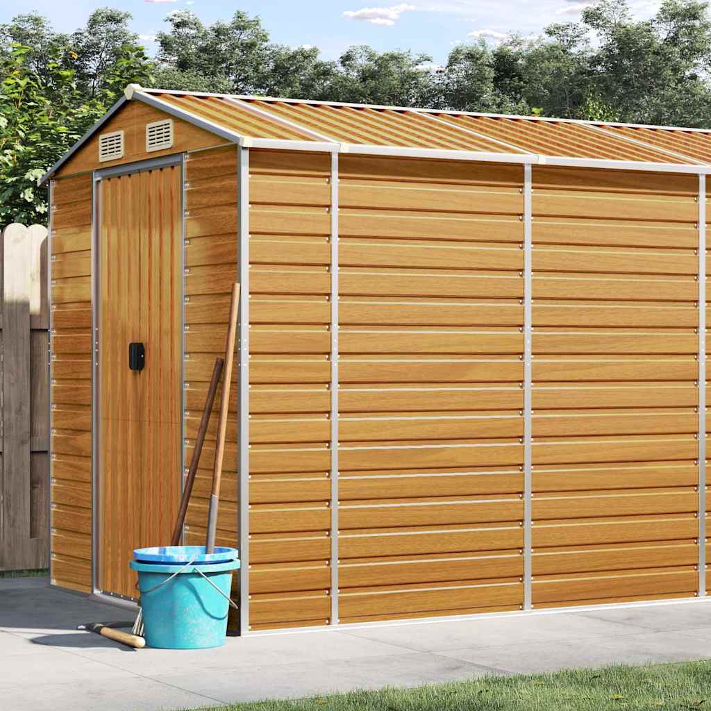 Caseta de jardín acero galvanizado marrón claro 191x130x198 cm