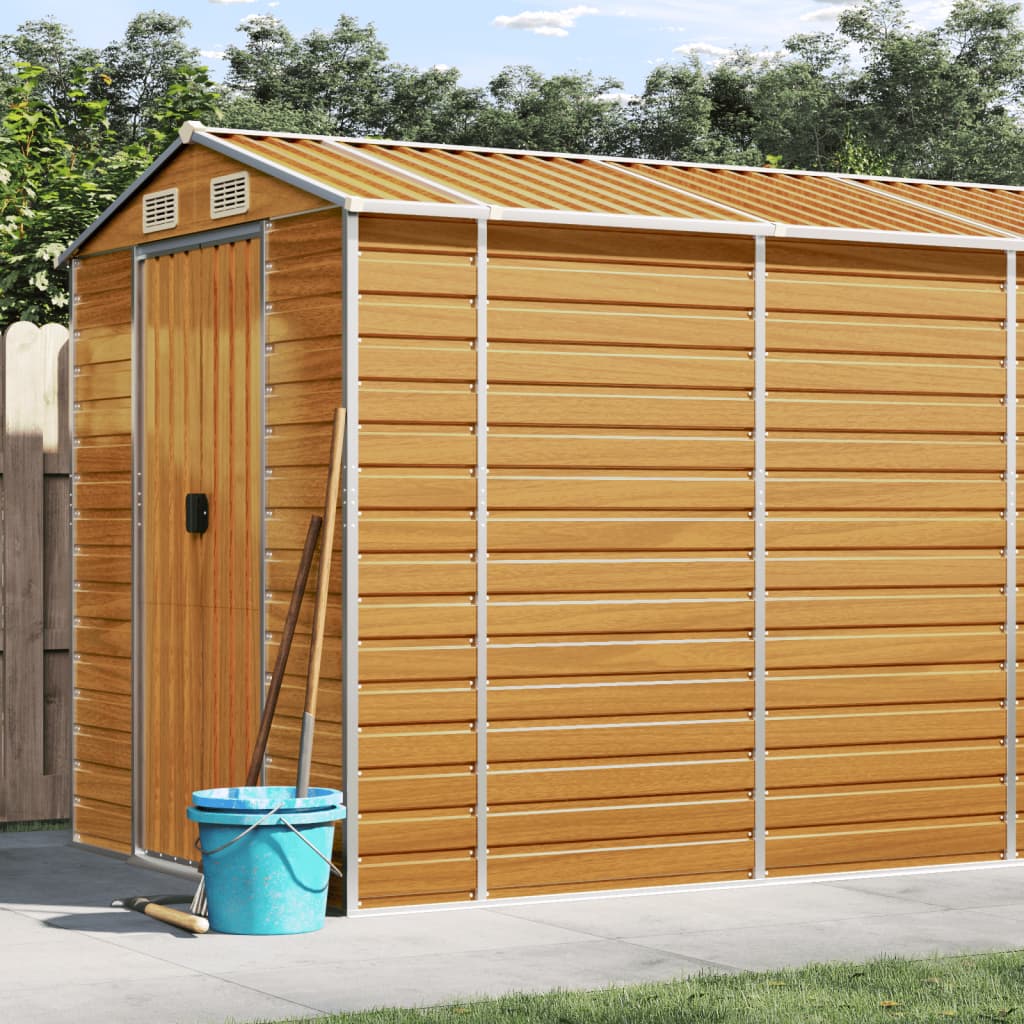 Caseta de jardín acero galvanizado marrón claro 191x130x198 cm