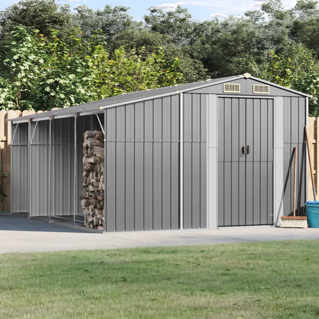Caseta de jardín acero galvanizado marrón claro 191x130x198 cm