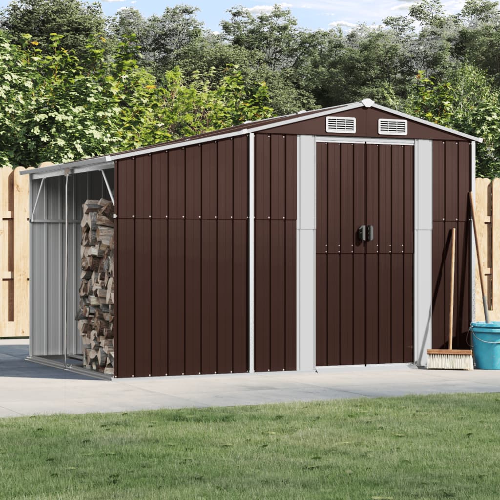 Caseta de jardín acero galvanizado marrón claro 191x130x198 cm