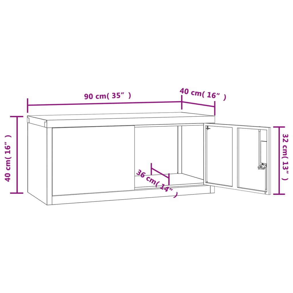 Armario archivador de acero blanco 90x40x220 cm