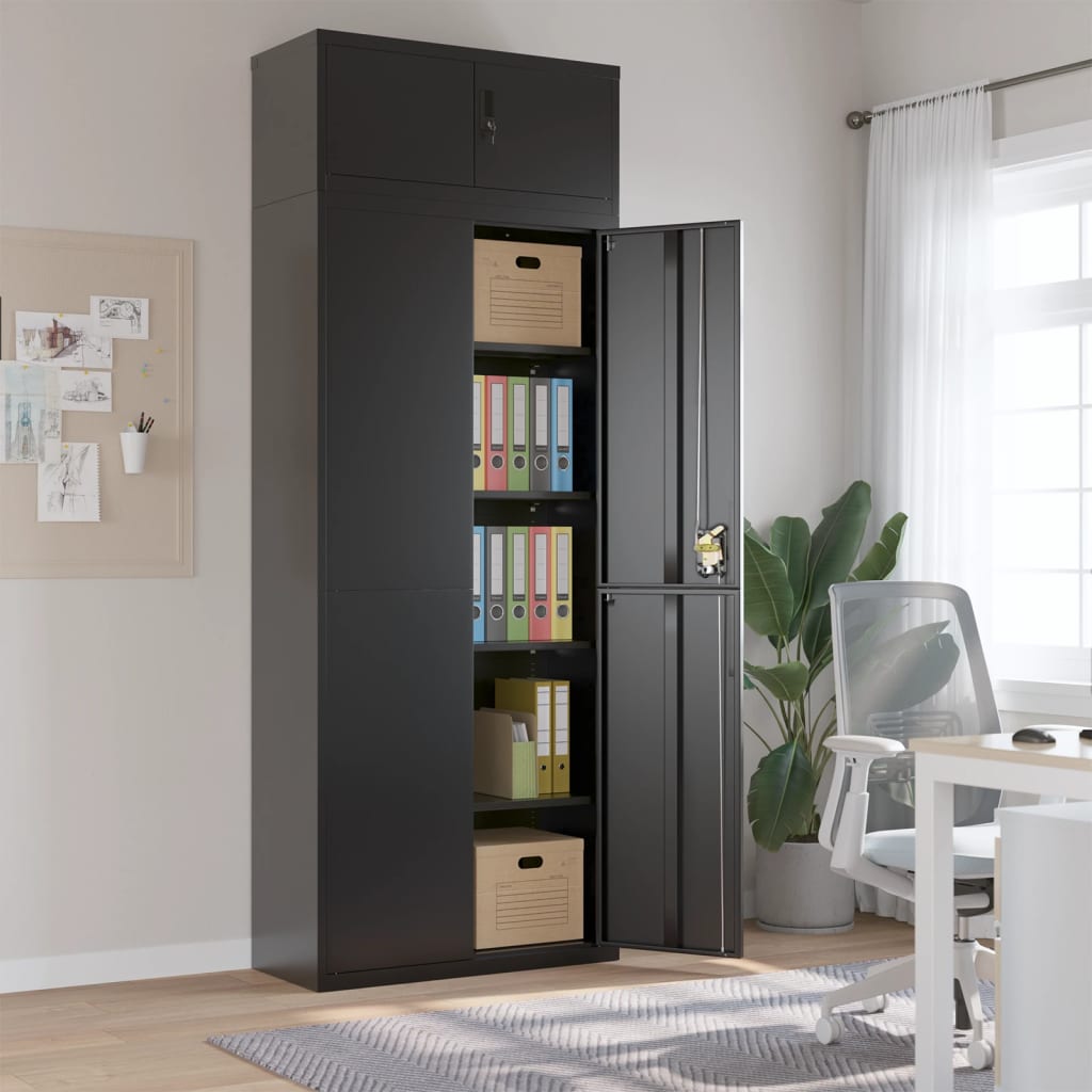 Armario archivador de acero negro 90x40x220 cm