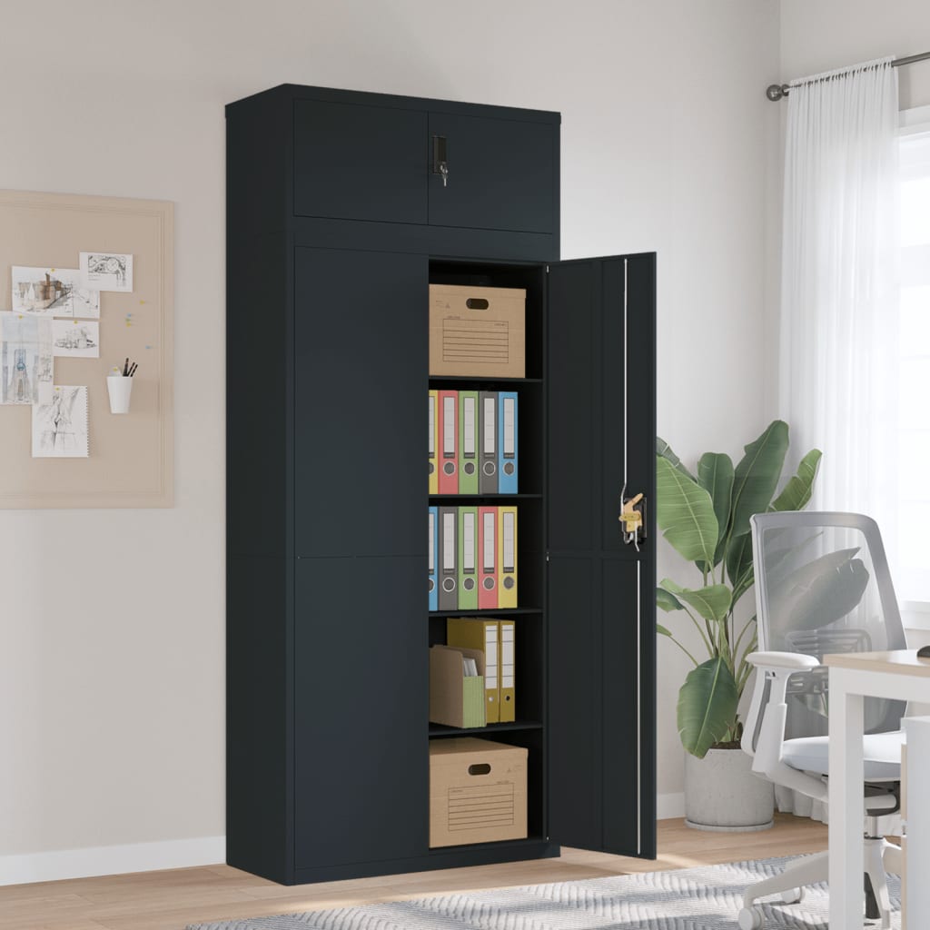 Armario archivador de acero gris antracita 90x40x145 cm