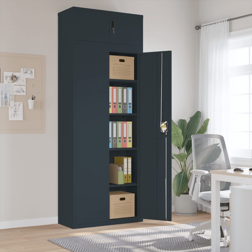 Armario archivador de acero gris antracita 90x40x145 cm