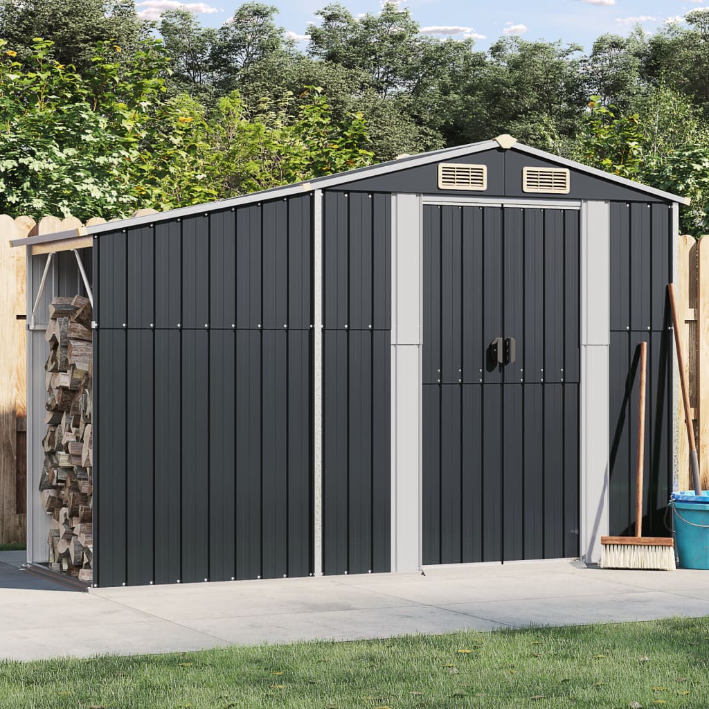 Caseta de jardín antracita 192x152,5x237 cm acero galvanizado