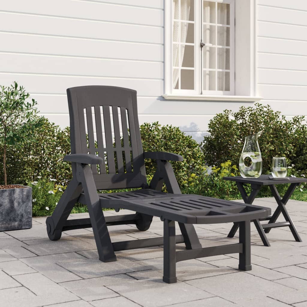 Tumbona plegable 2 uds textilene acero con recubrimiento negro