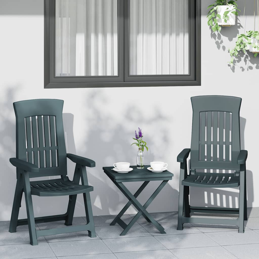 Garden reclining chairs 2 units PP white