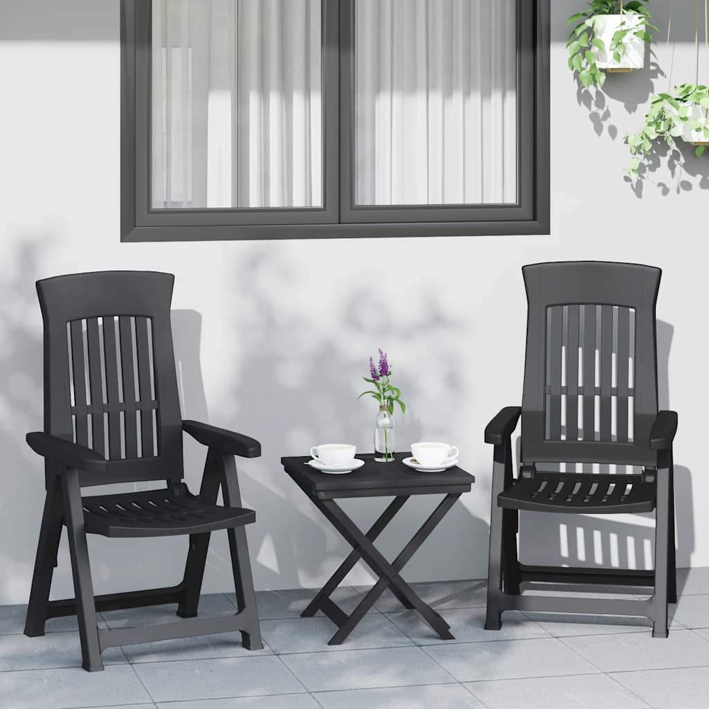 Garden reclining chairs 2 units PP white