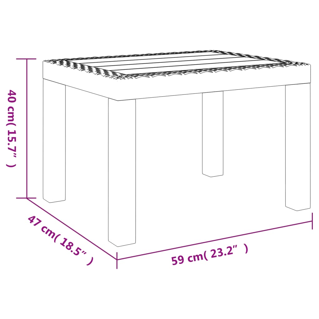 Mesa de jardín PP blanco 59x47x40 cm