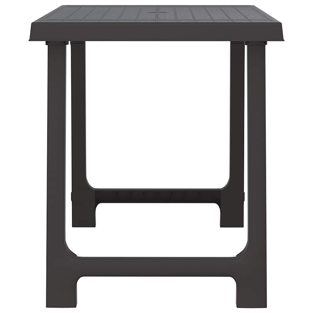 Mesa de camping aspecto de madera PP gris antracita 79x56x64 cm