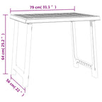 Mesa de camping aspecto de madera PP gris antracita 79x56x64 cm
