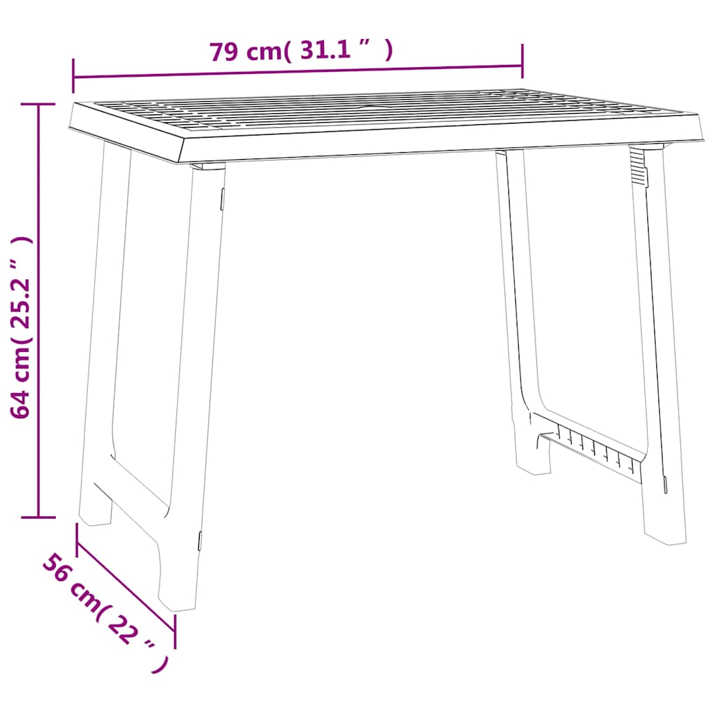 Mesa de camping aspecto de madera PP gris antracita 79x56x64 cm