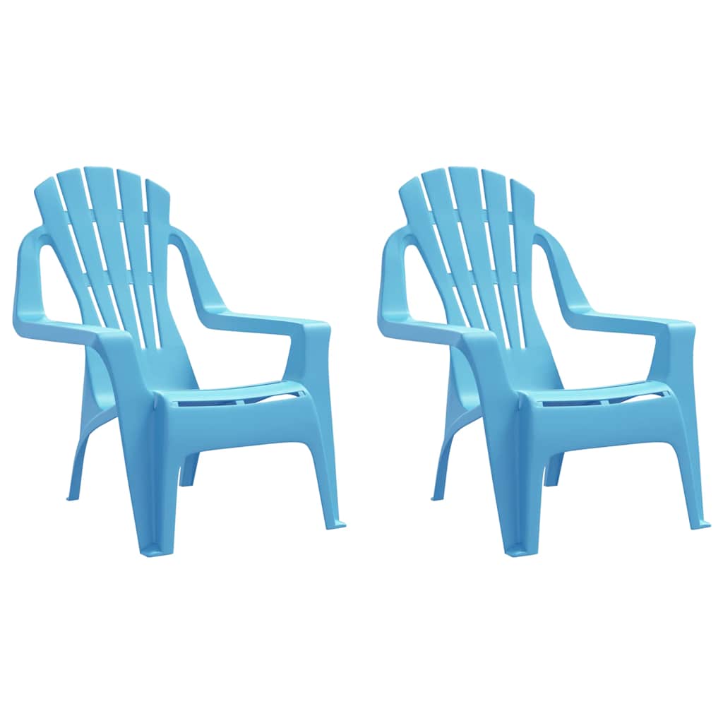 Sillas de jardín niños 2 uds aspecto madera PP azul 37x34x44 cm