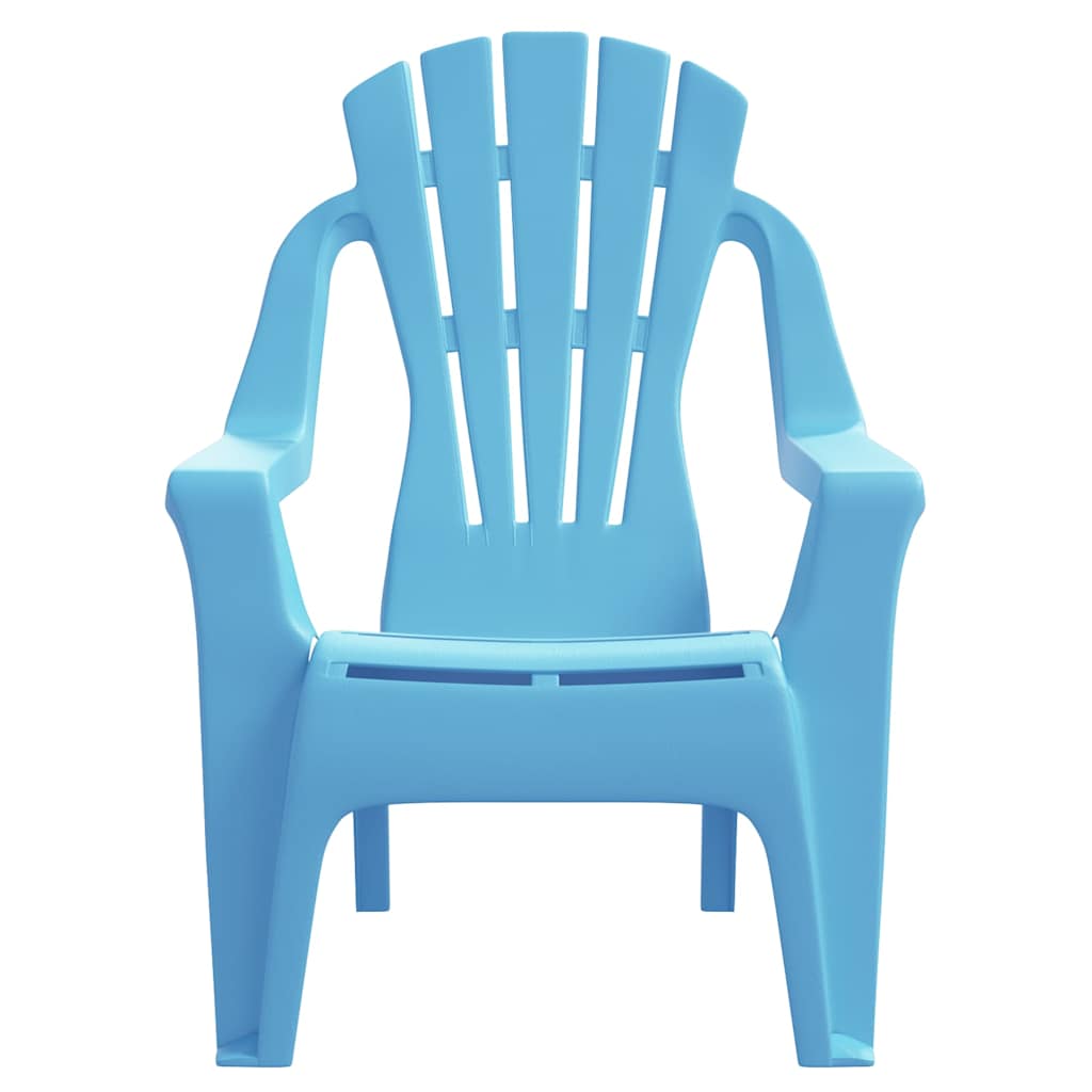 Sillas de jardín niños 2 uds aspecto madera PP azul 37x34x44 cm