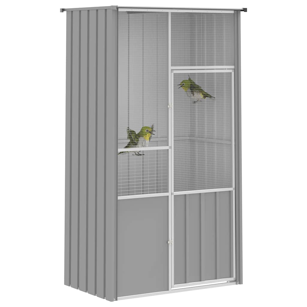 Jaula de pájaros acero galvanizado gris 115x78x200 cm