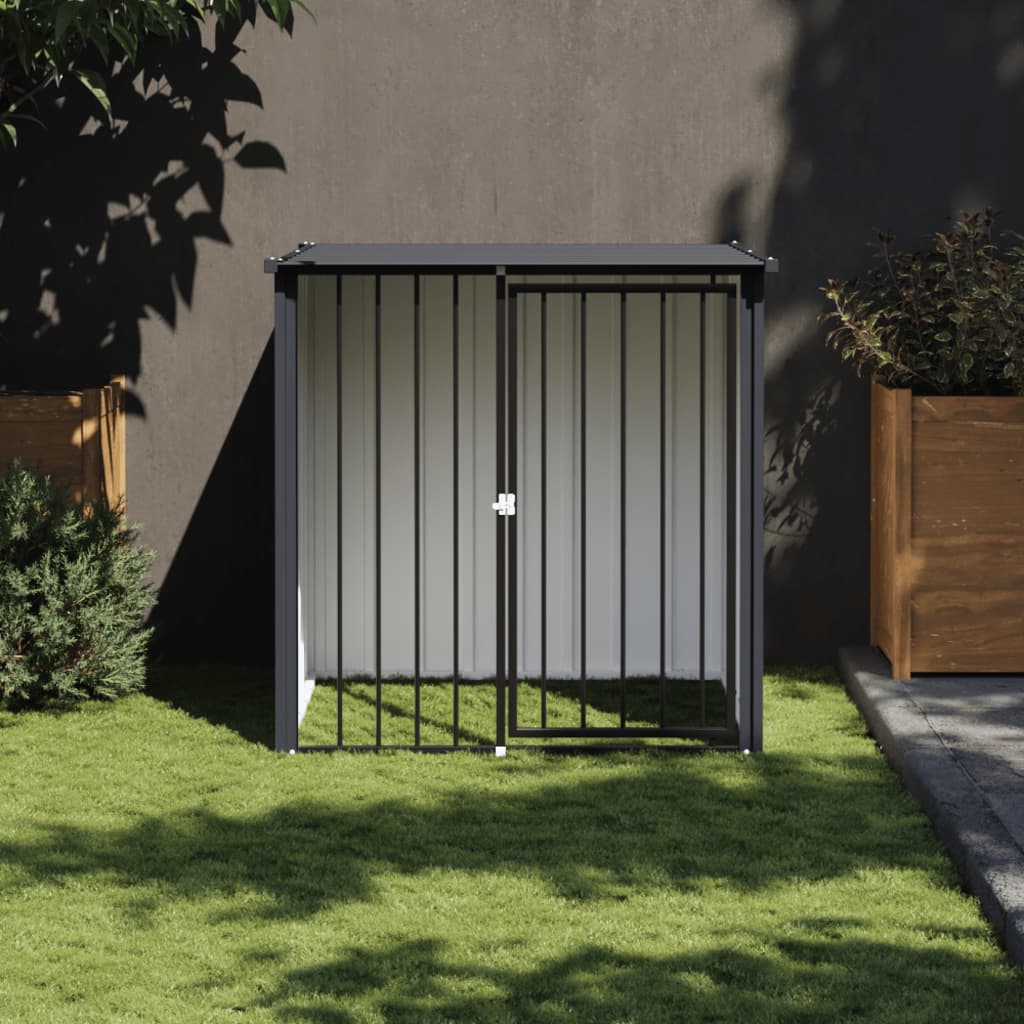 Caseta de perros con corral acero galvanizado 165x455x181 cm