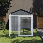 Caseta de perros con corral acero galvanizado 165x455x181 cm