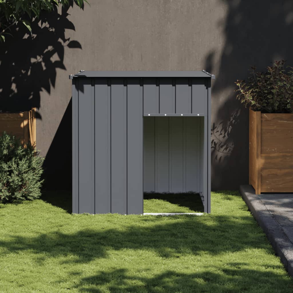 Caseta de perros con corral acero galvanizado 165x455x181 cm